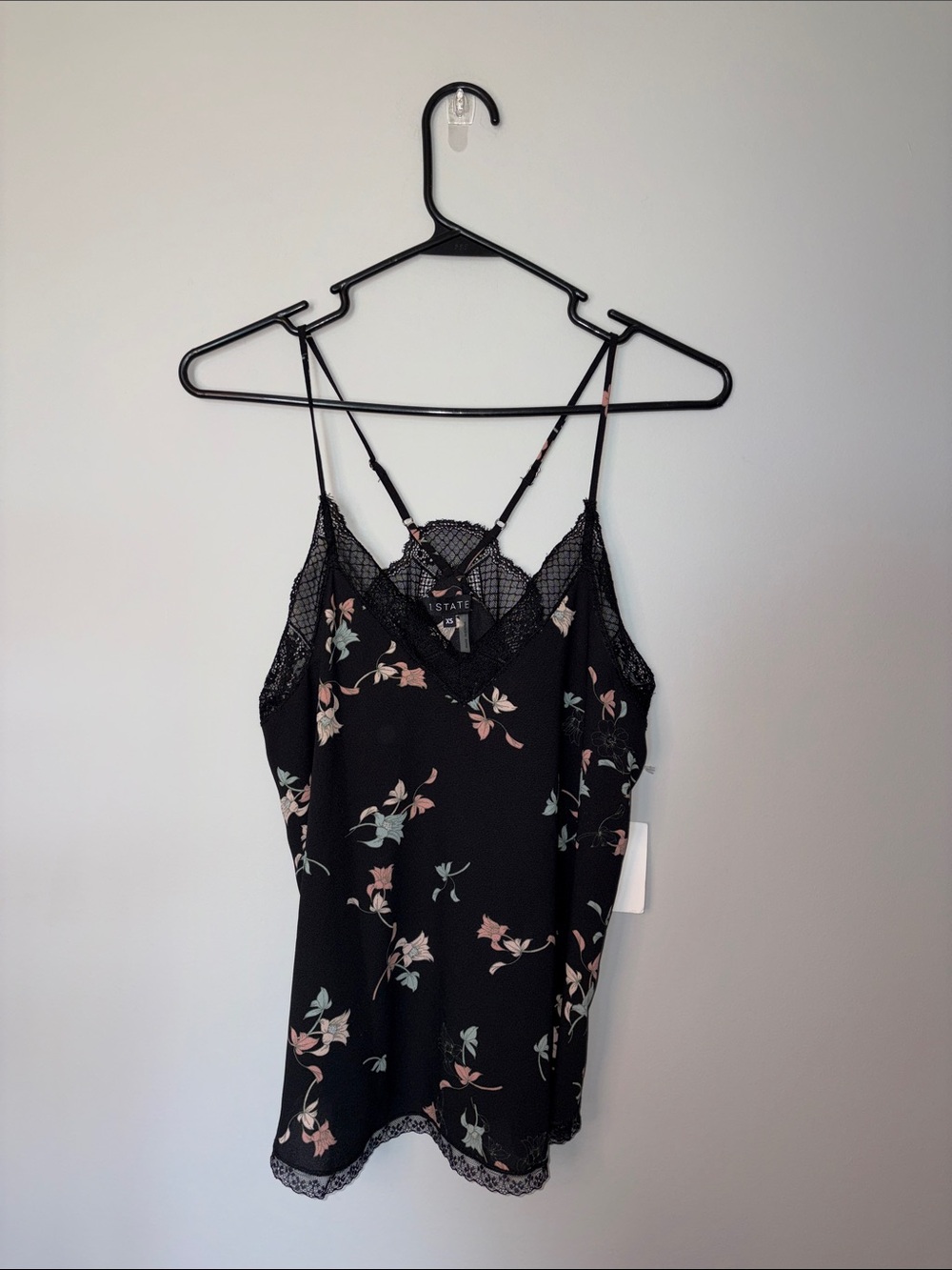 1. State Black Floral Lace-Trim Camisole XS
